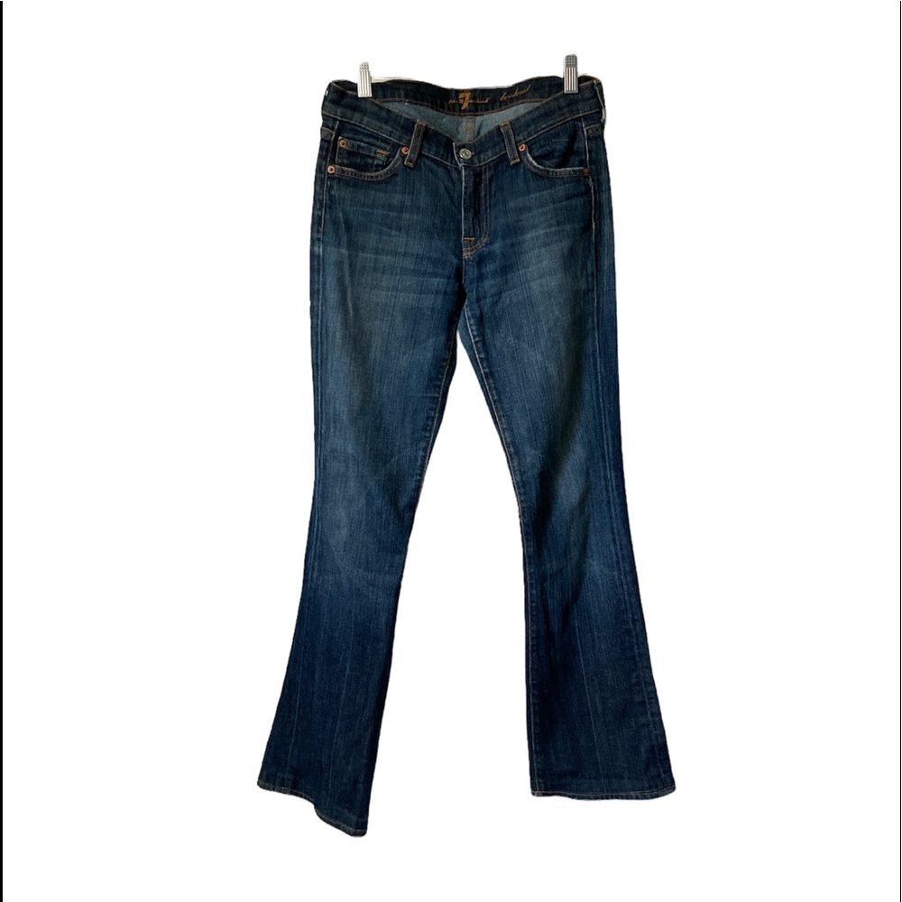7 For All Mankind Bootcut Jeans Dark Wash Denim Blue Boho Indie Retro Chic Sz 28